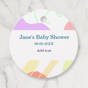 Gender neutral abstract shapes baby shower name favour tags