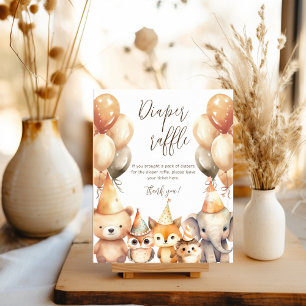 Gender neutral  Animals baby shower diaper raffle Poster