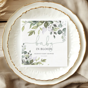 Gender neutral Baby in Bloom greenery baby shower Napkin