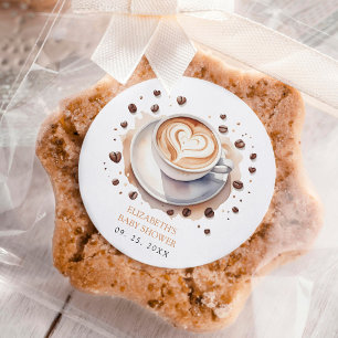 Gender Neutral Baby is Brewing Coffee Baby Shower  Classic Round Sticker