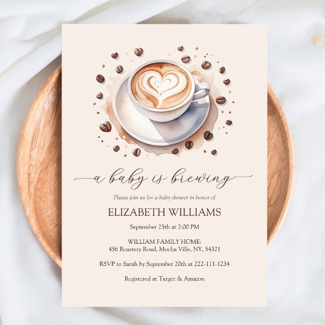 Gender Neutral Baby is Brewing Coffee Baby Shower  Invitation (Creator Uploaded)