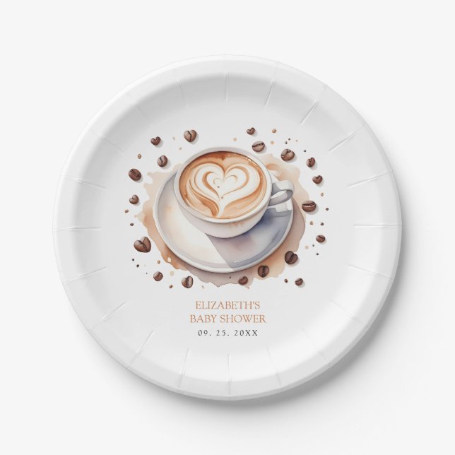 Gender Neutral Baby is Brewing Coffee Baby Shower  Paper Plate (Front)