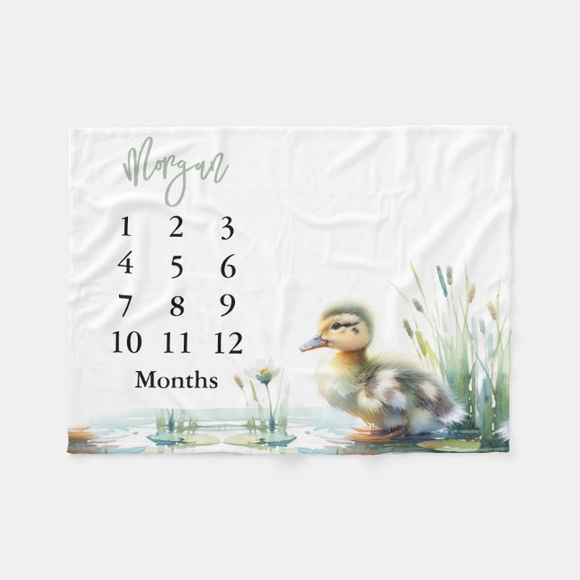 Gender Neutral Baby Milestone Blanket Ducks (Front (Horizontal))