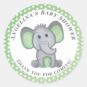 Gender Neutral Baby Shower Elephant Thank You Classic Round Sticker