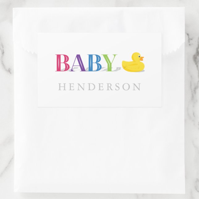 Gender Neutral Baby Shower Favour Rectangular Sticker (Bag)