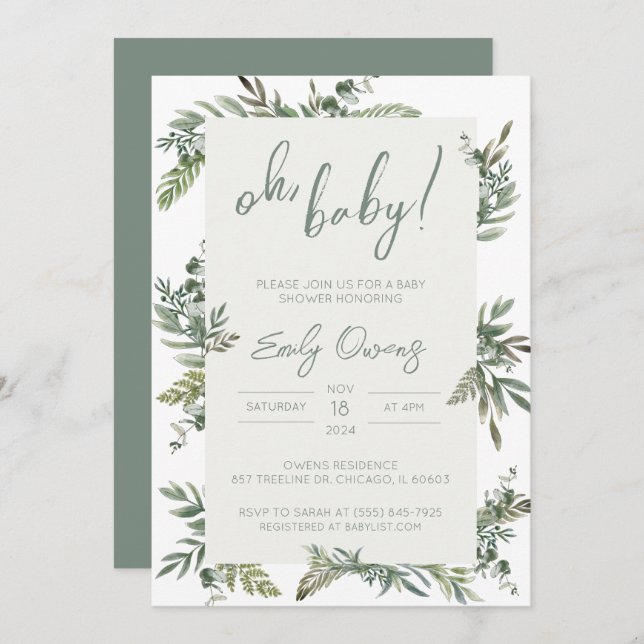 Gender Neutral Baby Shower Invitation (Front/Back)