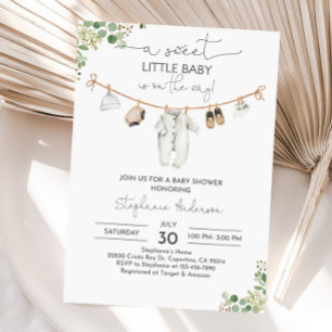 Gender neutral Baby Shower Invitation Baby Clothes