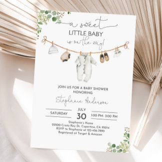 Gender neutral Baby Shower Invitation Baby Clothes