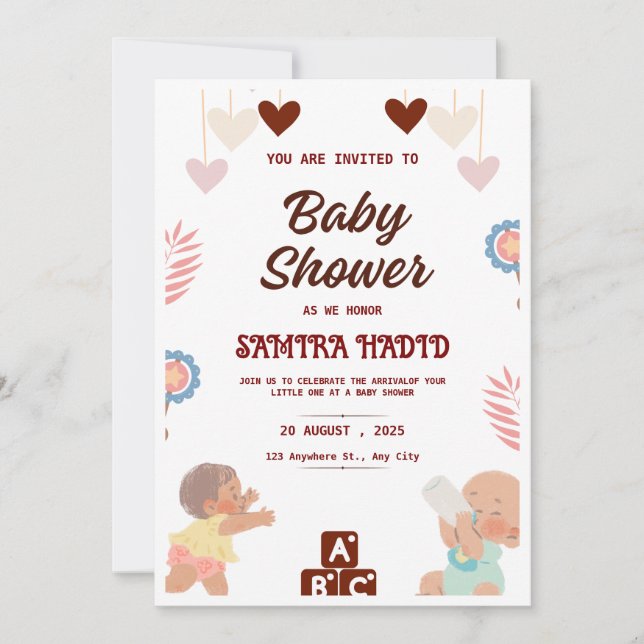 Gender Neutral Baby Shower Invitation – Modern Pas (Front)