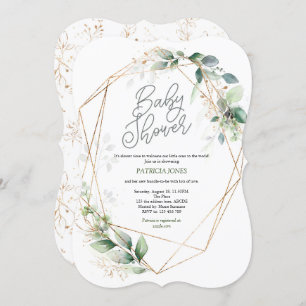 Gender Neutral Baby Shower, Modern, Greenery Invitation