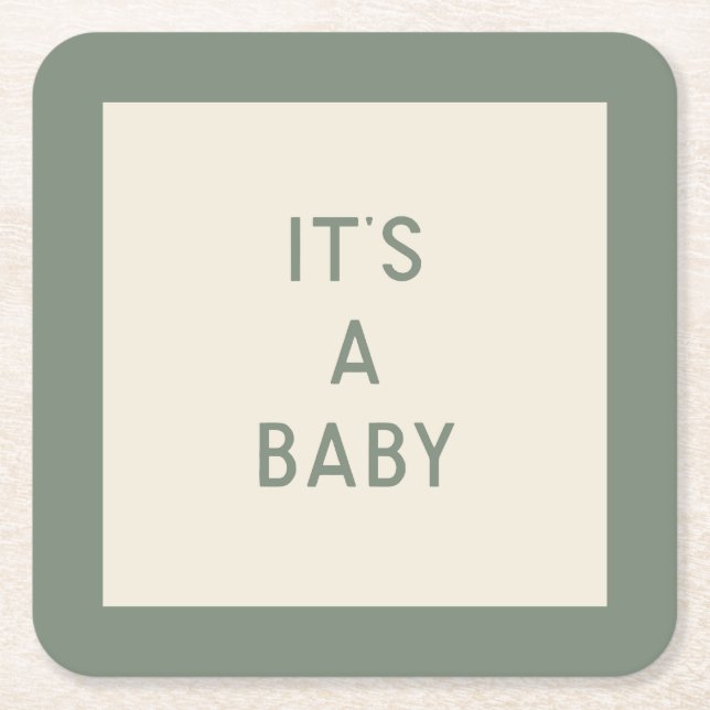 Gender-Neutral Baby Shower Paper Coasters  (Front)