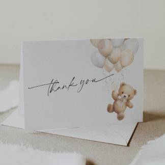 Gender Neutral Baby Shower Teddy Bear Themed Thank You Card