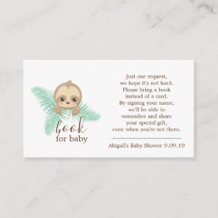 Gender Neutral Baby Sloth Book Request Baby Shower Enclosure Card
