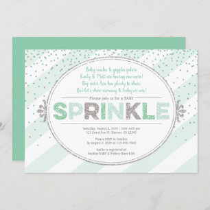 gender neutral baby sprinkle invite green silver