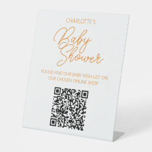 Gender Neutral Baby Wish List QR Code Gift List Pedestal Sign