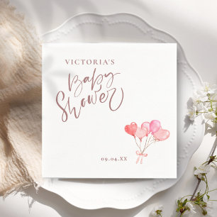Gender Neutral Balloon Elegant Script Baby Shower Napkin