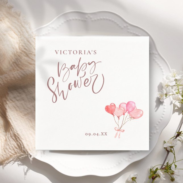 Gender Neutral Balloon Elegant Script Baby Shower  Napkin (Creator Uploaded)