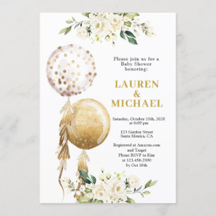 Gender Neutral Balloons Baby Shower Invitation