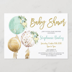 Gender Neutral balloons Baby Shower Invitation