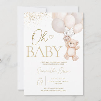 Gender Neutral Bear Baby Shower Invitation