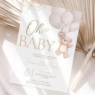 Gender Neutral Bear Baby Shower Invitation