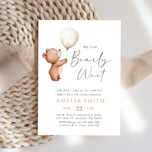 Gender Neutral Bearly Wait Teddy Bear Baby Shower Invitation