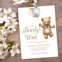 Gender Neutral Bearly Wait Teddy Bear Baby Shower
