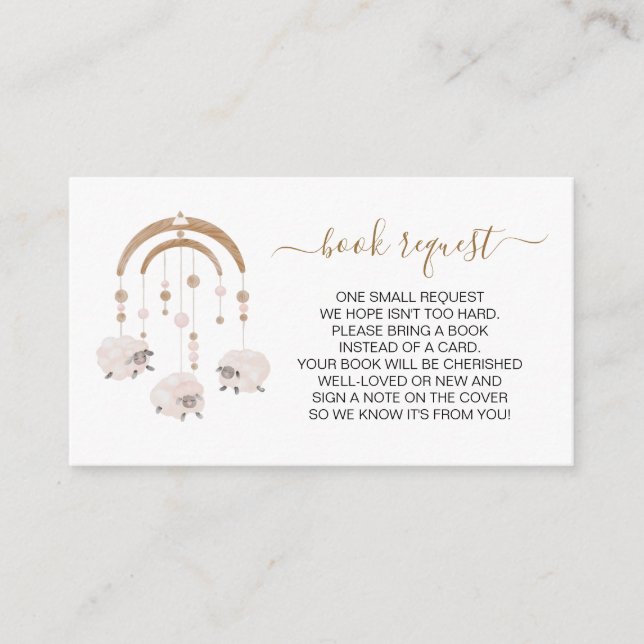 Gender Neutral Beige Boho Nursery Book Request Enclosure Card (Front)