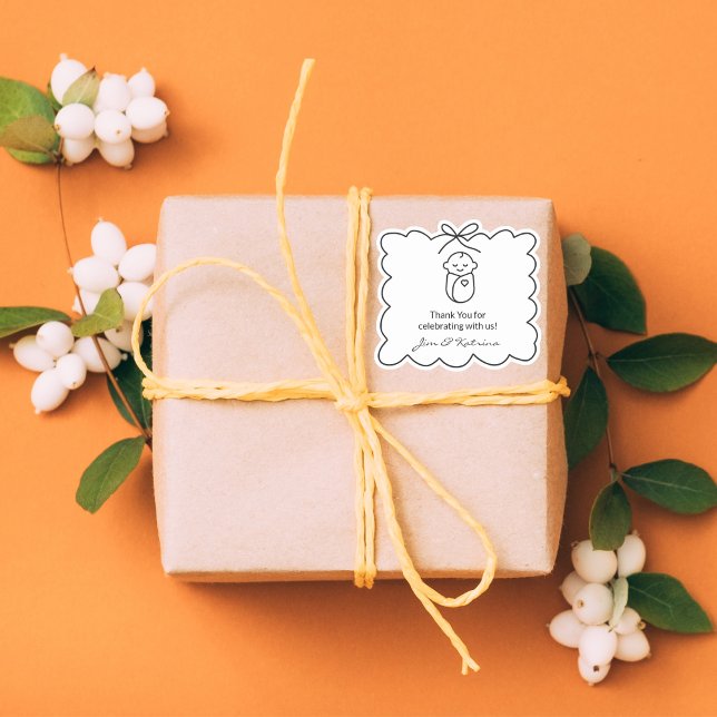 Gender Neutral Black Modern Baby Shower Thank You (Creator Uploaded)