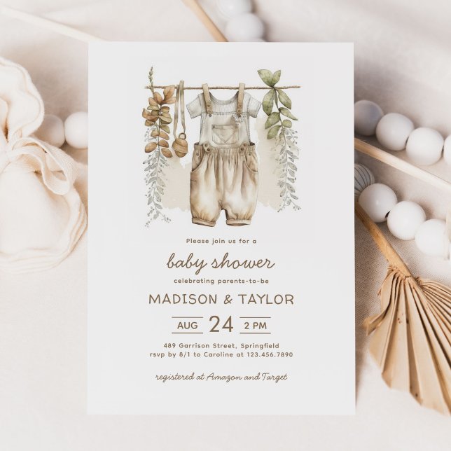 Gender Neutral Boho Baby Clothes Baby Shower Invitation (Creator Uploaded)