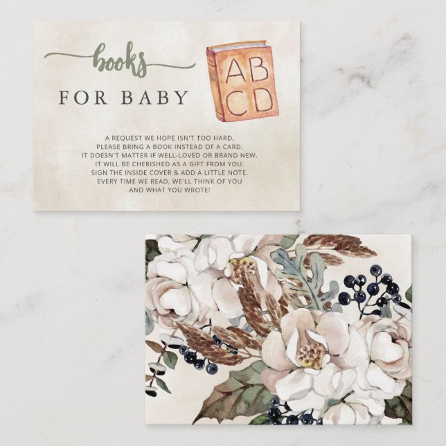 Gender Neutral Boho Baby Shower Book Request  Enclosure Card (Front/Back)