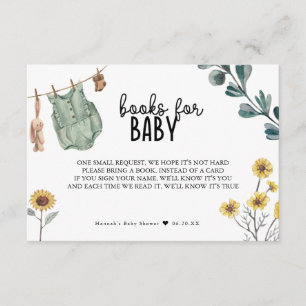 Gender Neutral Boho Baby Shower Books for Baby Enclosure Card