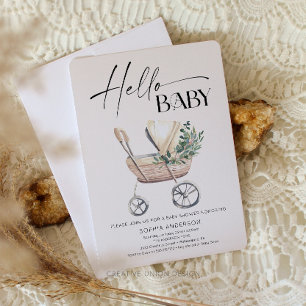 Gender Neutral Boho Baby Stroller Baby Shower Invitation