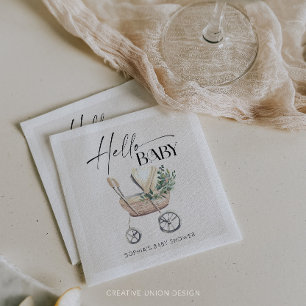 Gender Neutral Boho Baby Stroller Baby Shower  Napkin