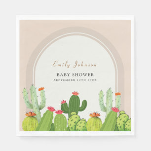 Gender Neutral Boho Cactus Arch Baby Shower  Napkin