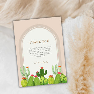Gender Neutral Boho Cactus Arch Baby Shower Thank You Card