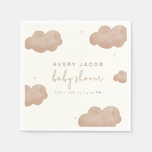 Gender Neutral Boho Clouds Stars Baby Shower Napkin