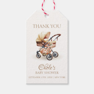 Gender Neutral Boho Floral Stroller Baby Shower Gift Tags