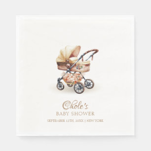 Gender Neutral Boho Floral Stroller Baby Shower Napkin