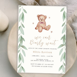 Gender Neutral Boho Forest We Can Bearly Wait Invitation