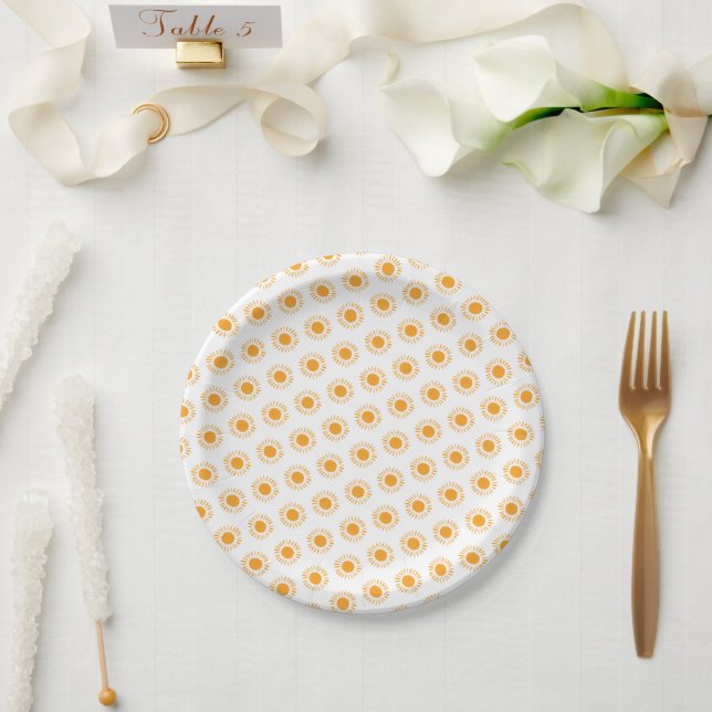 Gender Neutral Boho Sun Baby Shower Paper Plate (Wedding)