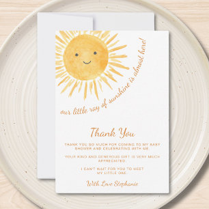 Gender-Neutral Boho Sun Baby Shower Thank You Card