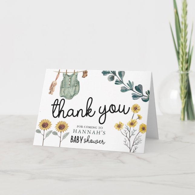 Gender Neutral Boho | Watercolor Baby Shower Thank You Card (Front)