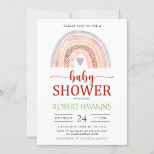 Gender Neutral Boho Watercolor Rainbow Baby Shower Invitation