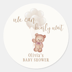 Gender Neutral Boho We Can Bearly Wait Balloons Classic Round Sticker