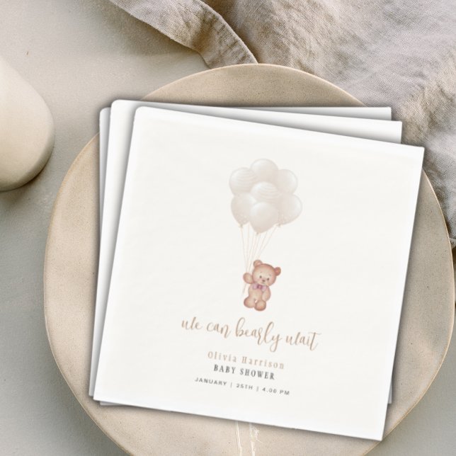 Gender Neutral Boho We Can Bearly Wait Balloons Napkin (Gender Neutral Boho We Can Bearly Wait Balloons Napkins)