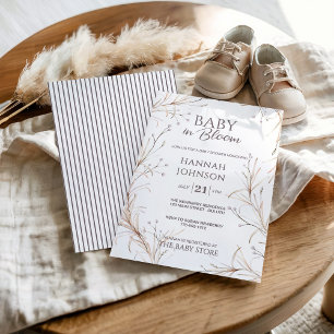 Gender-Neutral Boho Wildflower Baby in Bloom  Invitation