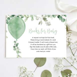 Gender neutral Books for baby balloon eucalyptus Enclosure Card