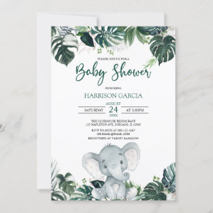 Gender Neutral Boy Elephant Baby Shower Invitation