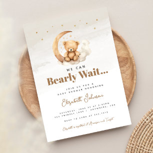 Gender Neutral Brown Teddy Bear Baby Shower Invitation
